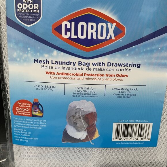 Clorox Mesh Laundry Bag With Drawstring & Antimicrobial Protection Set of 2 - Picture 2 of 5